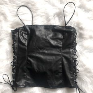Sexy Faux Leather Corset- Like Top - NWOT